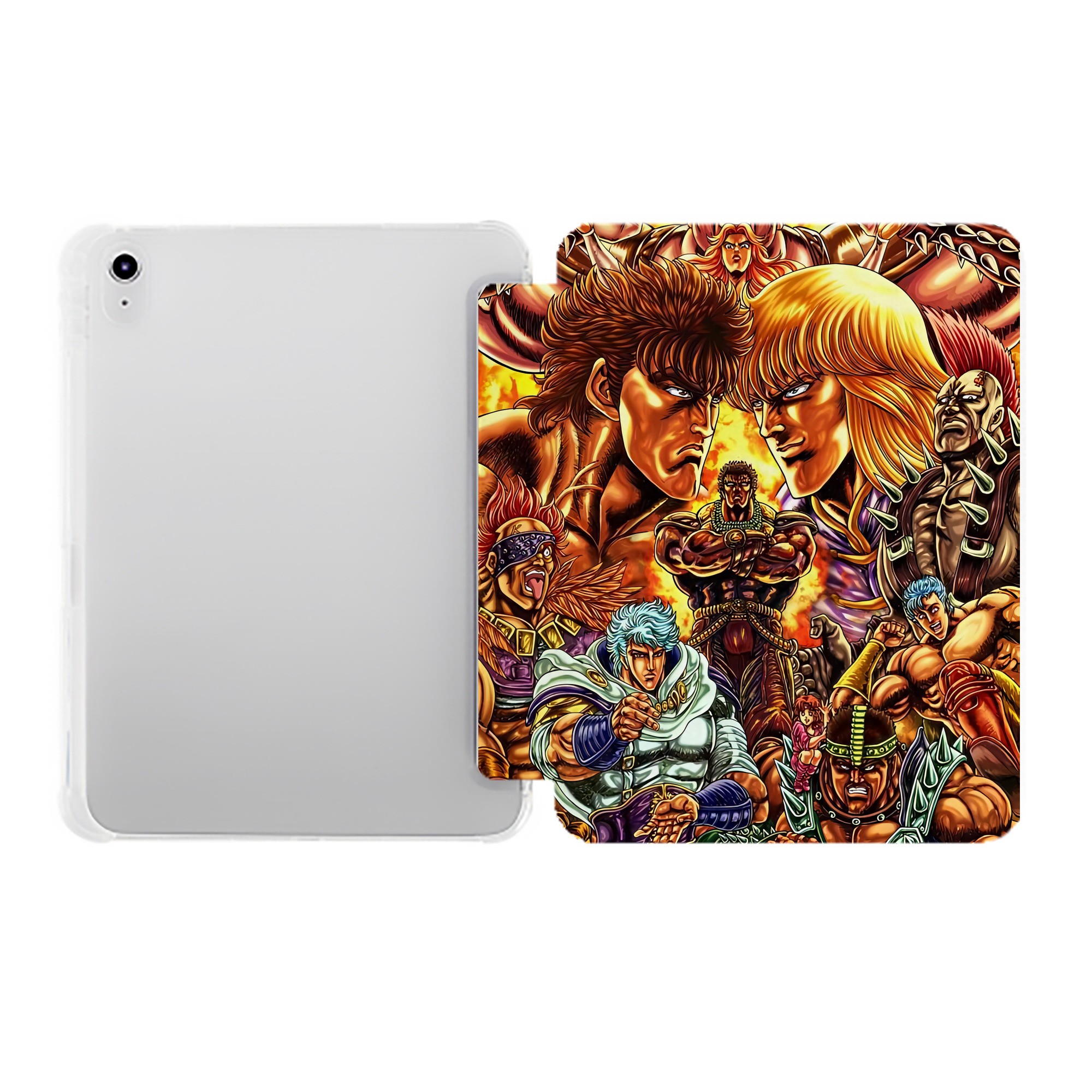 （画像用） 北斗の拳 Fist of the North Star IPad ケース ペン収納付き 三つ折りスタンド PUレザー×シリコン 対応機種9.5/10.5/10.9インチ